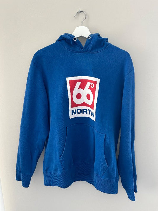 66 norður blá hettupeysa