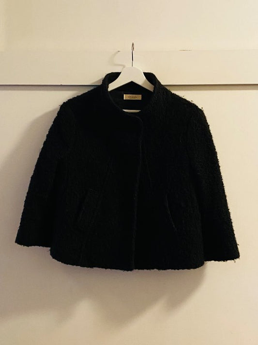 Black crop fur jacket