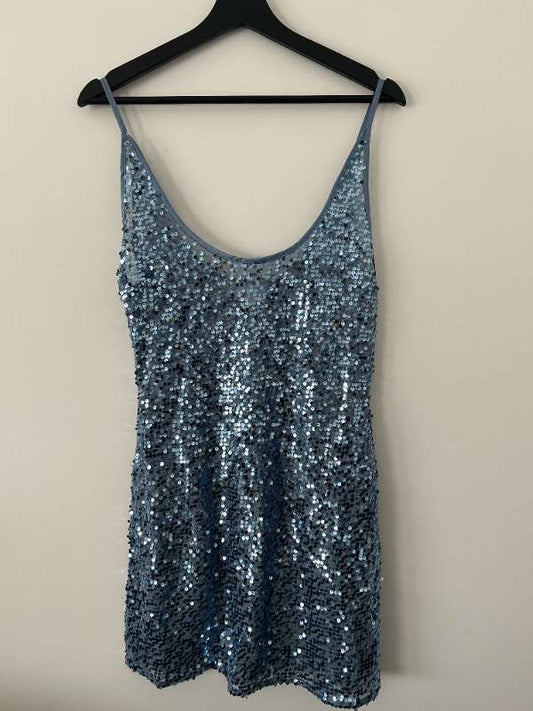 Asos blár glimmerkjóll