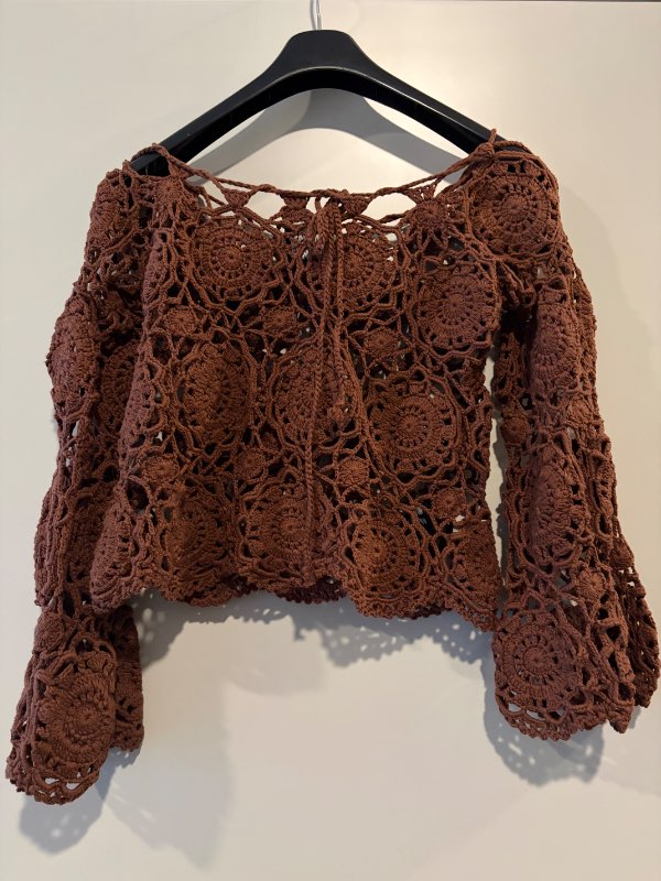 Reclaimed vintage brúnn heklaður bolur