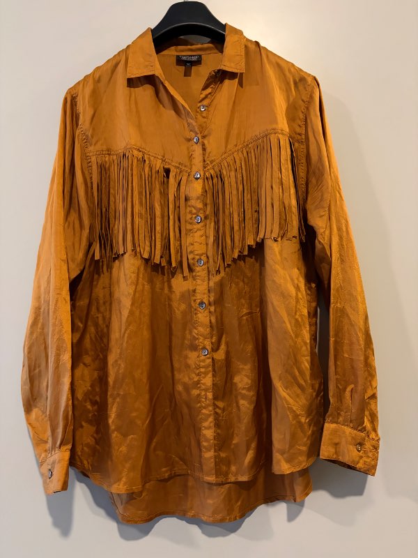 Topshop brún fringe skyrta