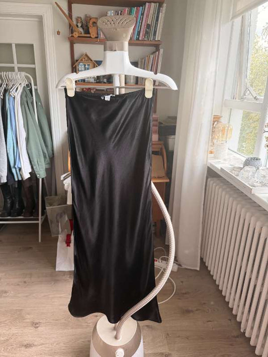 Svart satín midi Topshop pils