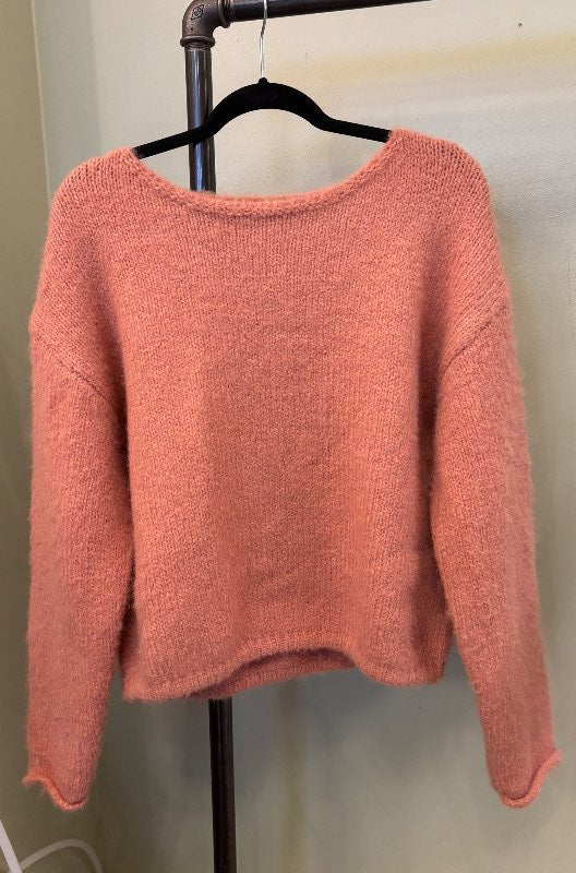 Bleik mohair peysa