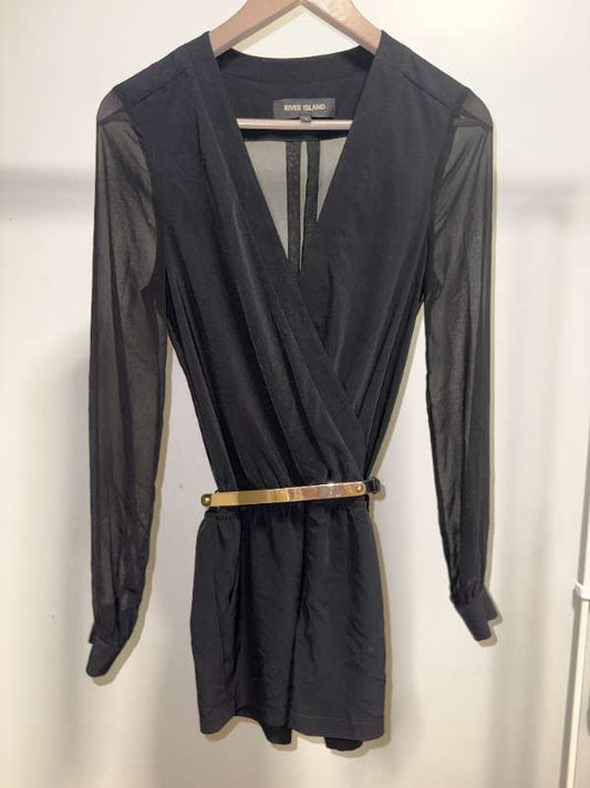 River Islans Mesh Jumpsuit – Svartur