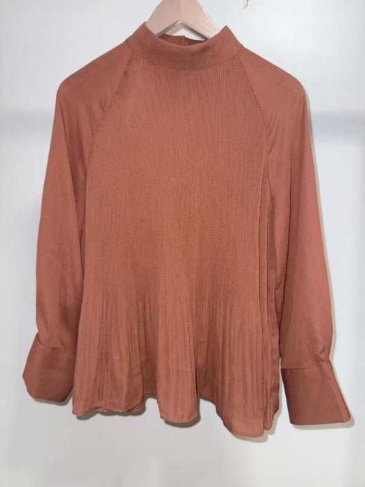 H&M Víð Blússa – Brún – Riffluð
