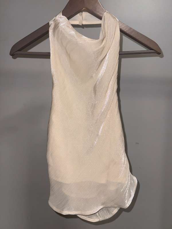 H&M Djammbolur – Offwhite Shimmer Halterneck