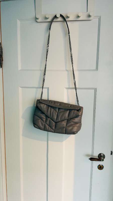 Grey leather bag