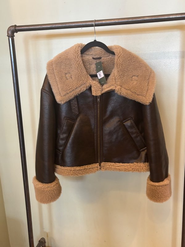 Faux Shearling Cropped Coat