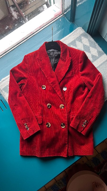 Zara rauður corduroy  blazer