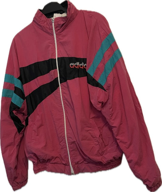 Vintage Adidas jakki bleikur (brotinn rennilás)