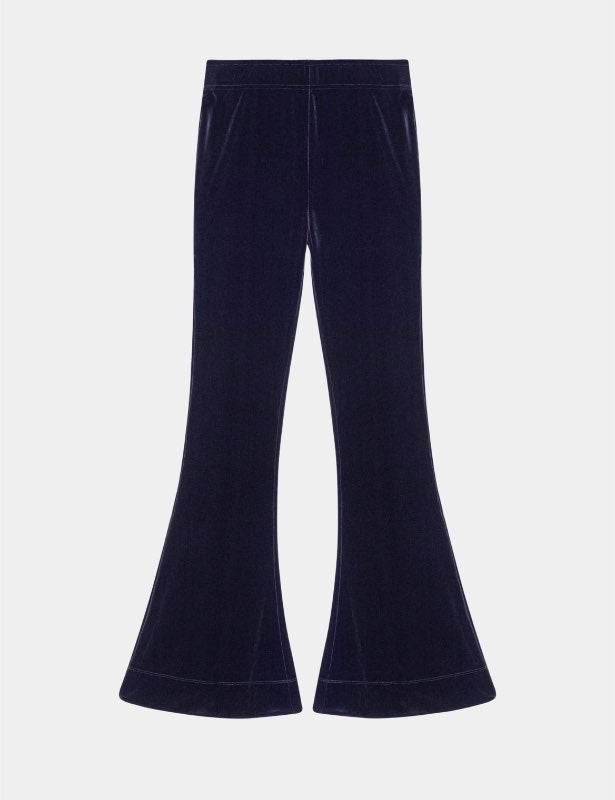 Ganni bláar velvet buxur