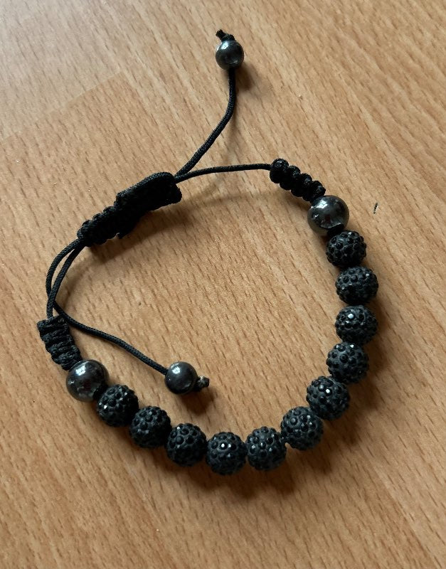 Armband svart Kúlur og steinar
