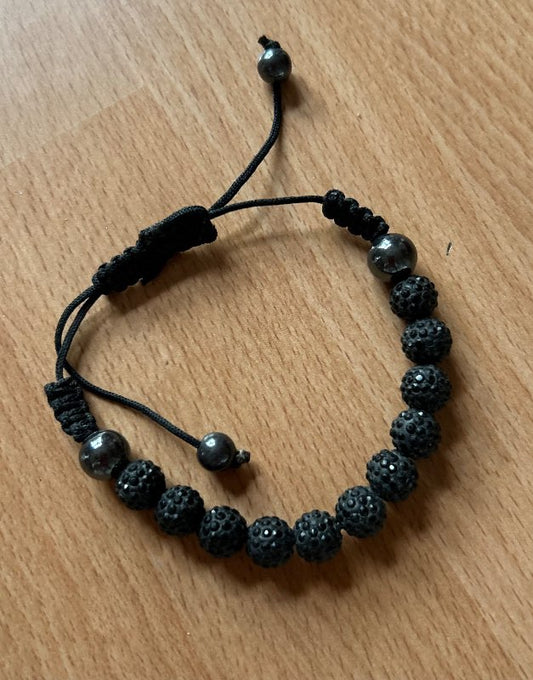 Armband svart Kúlur og steinar