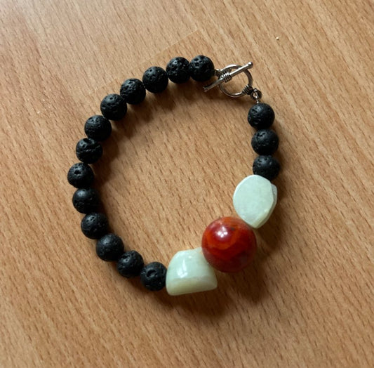 Hraun armband með náttúru steinum