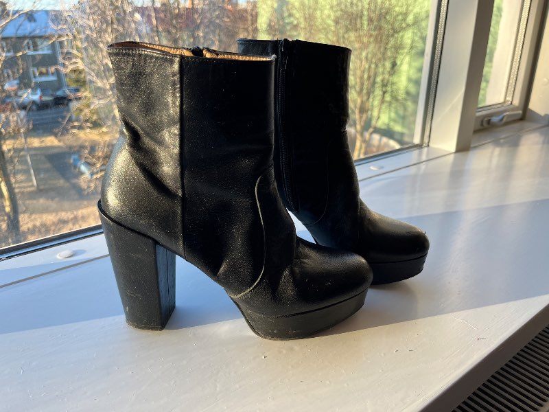 Svartir hælaskór leður