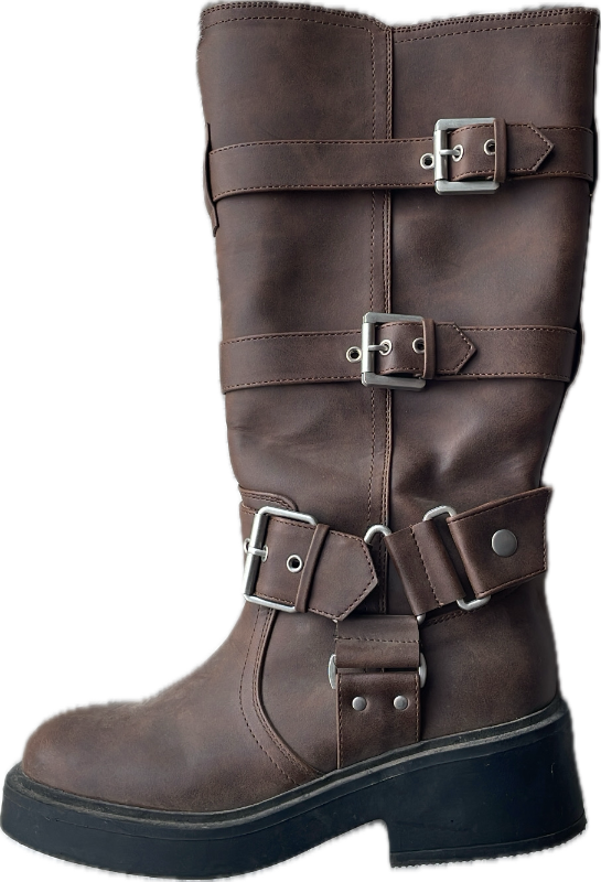 Brún biker boots