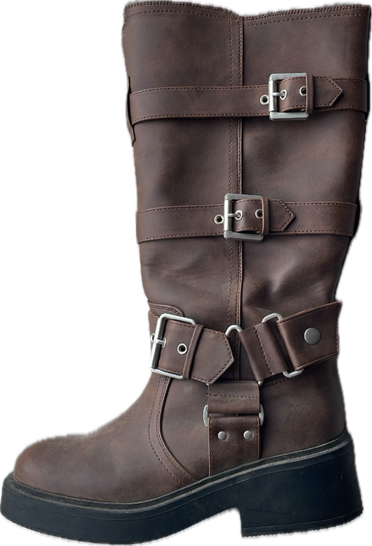 Brún biker boots