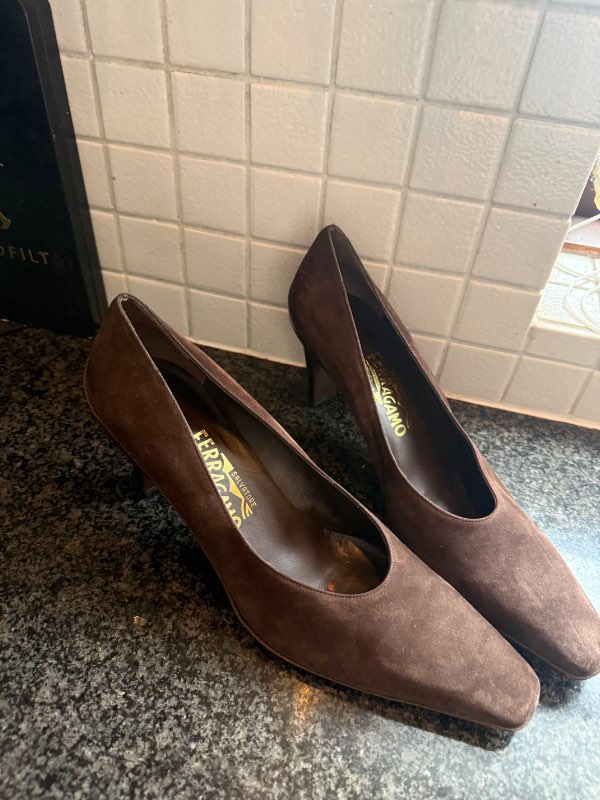 Ferragamo hælaskór brúnir