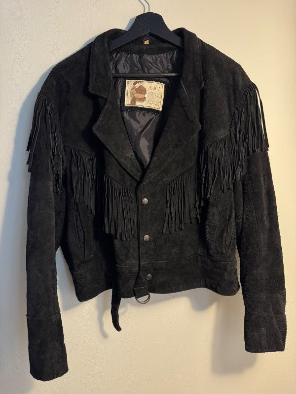 AMI London vintage rússkinnsjakki svartur