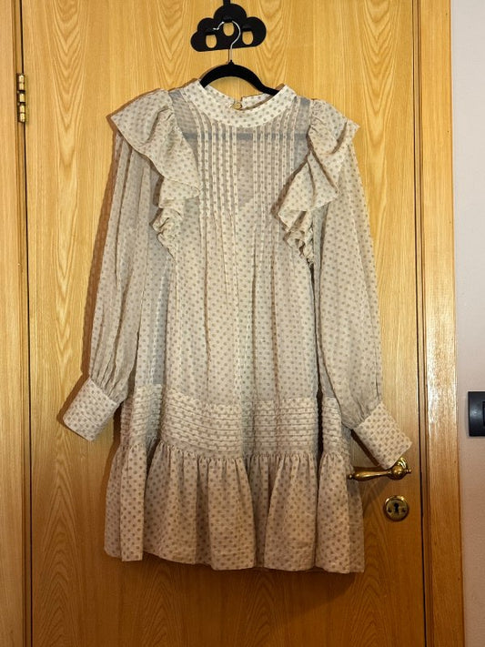 H&M - beige doppóttur kjóll