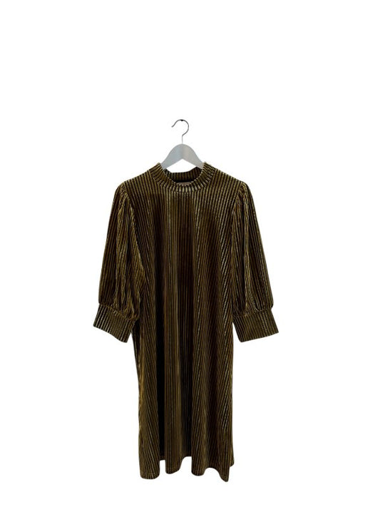 Kaffe mustard striped velour dress