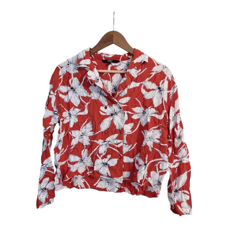 Rauð skyrta með hvítum blómum 1987 Vero Moda
