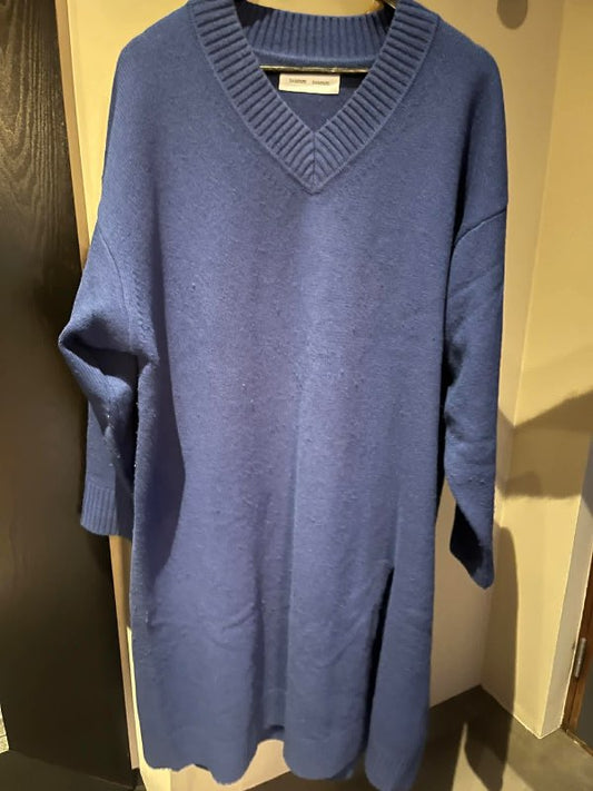 Oversized Samsoe Samsoe blá síð prjónapeysa