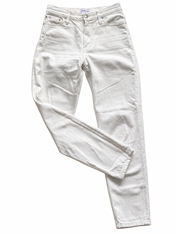 Calvin Klein hvítar gallabuxur háar í mitti