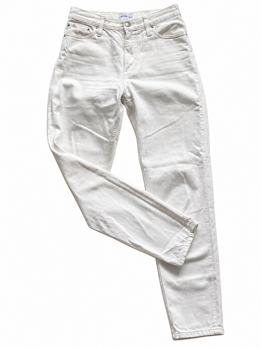 Calvin Klein hvítar gallabuxur háar í mitti