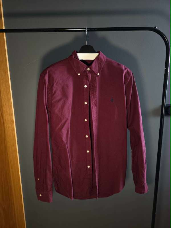 Vínrauð Ralph Lauren slim fit skyrta
