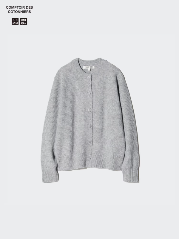 Uniqlo hneppt ullarpeysa grá