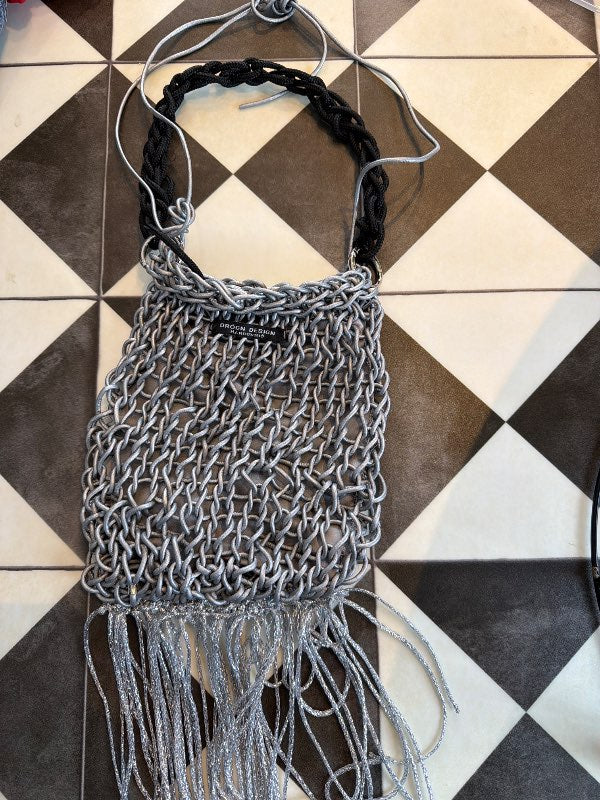 Grá leður handmade taska