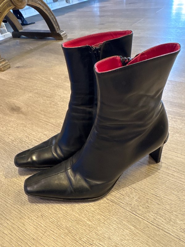 Svört leður öklaboots