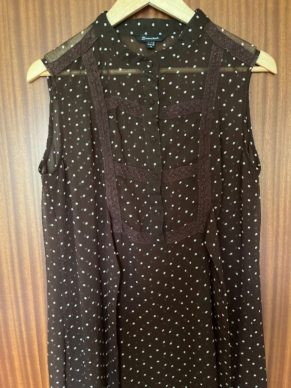 Vintage brúnn doppóttur kjóll