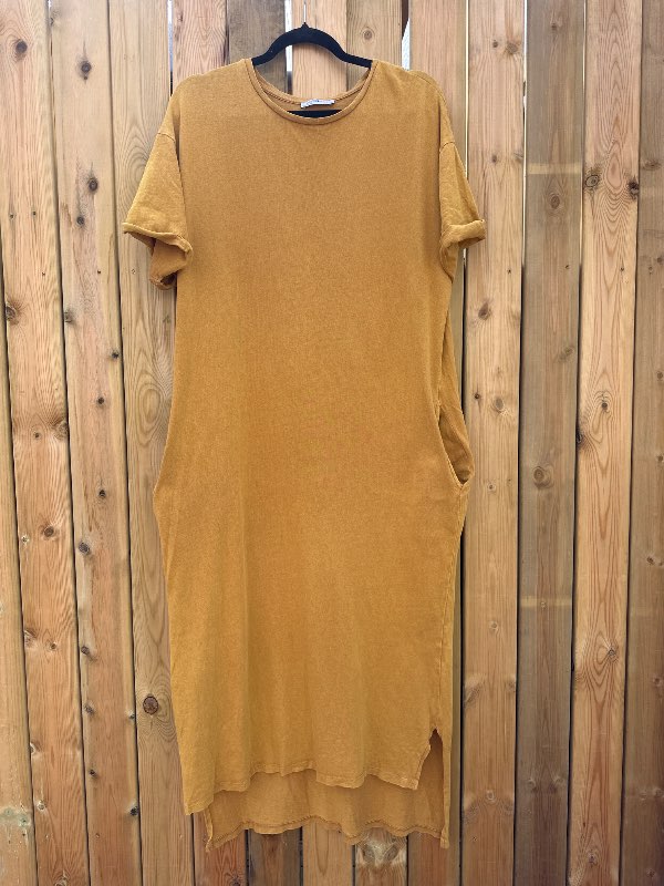 Zara gulur oversized kjóll m vösum