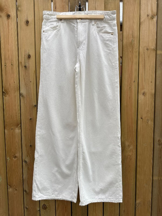 Hvítar wide leg gallabuxur - H&M