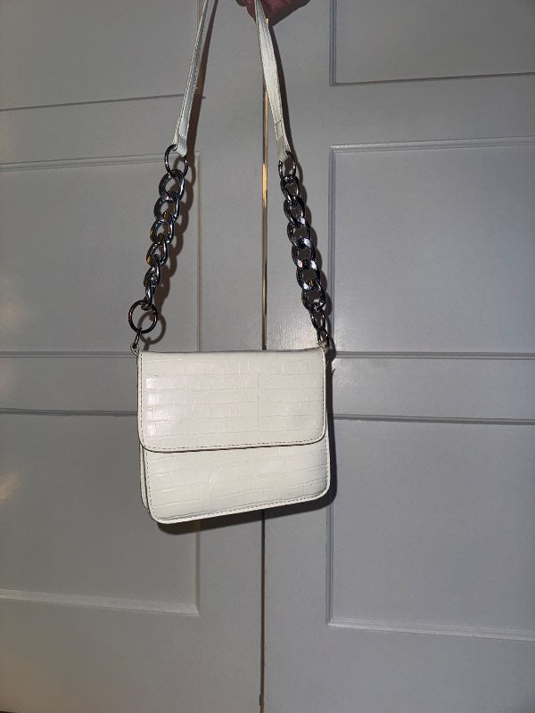 Hvítt crocodile veski