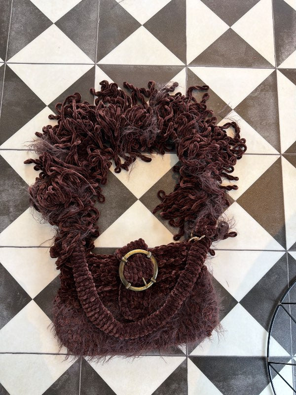 Brún flauel handmade taska