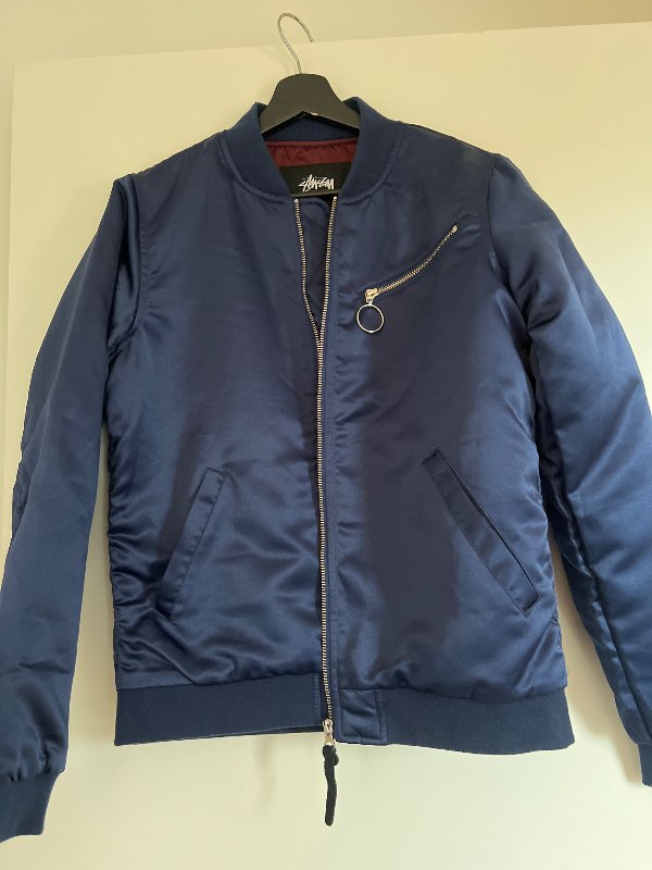 Stussy blár bomber jakki