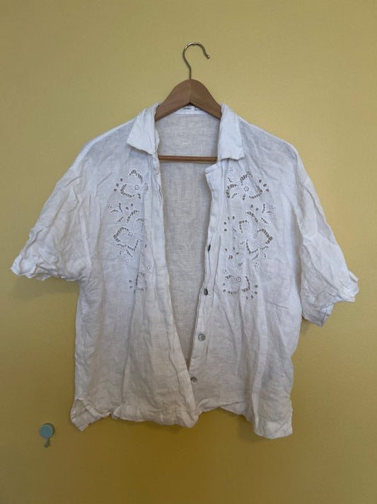 Oysho white button blouse