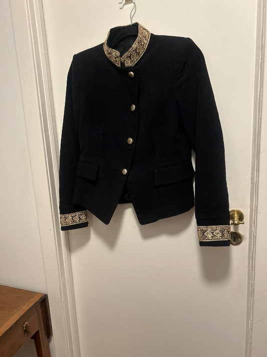 Zara gold trim velvet jacket black
