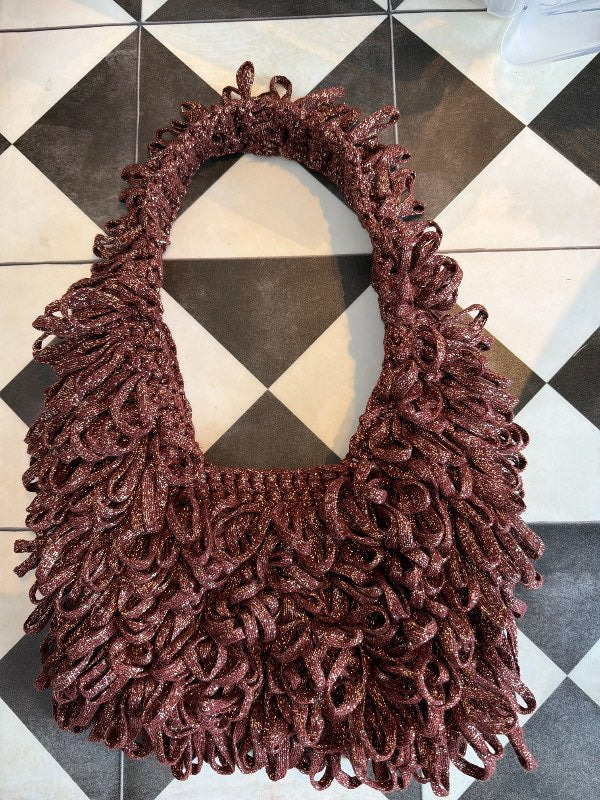Brún glimmer handmade taska