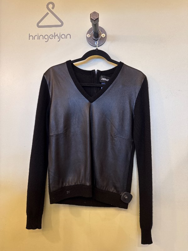 Zadig & Voltair peysa kasmír og leður - svört