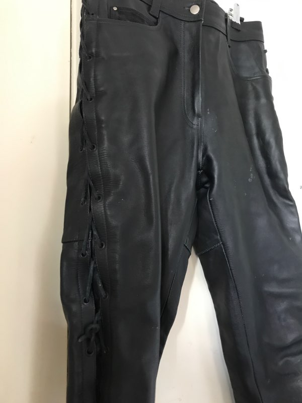 Shoelaced leather pants