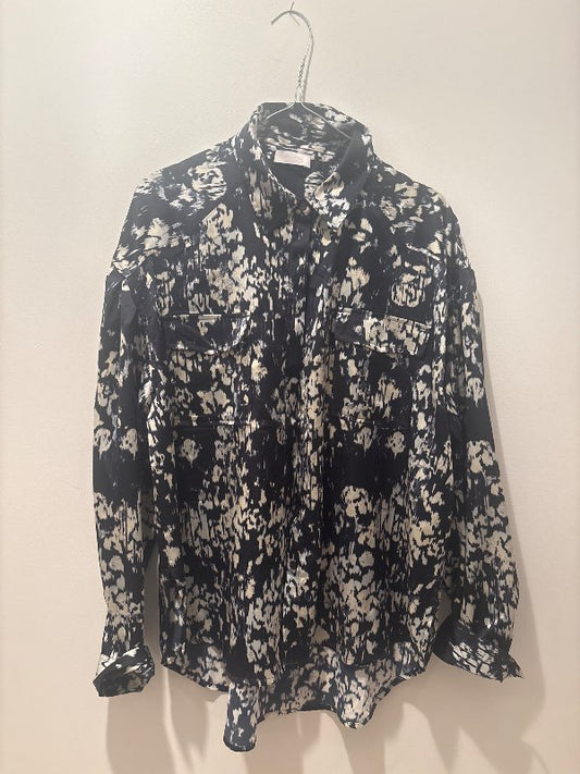 2NDAY mynstruð dökkblá skyrta oversized