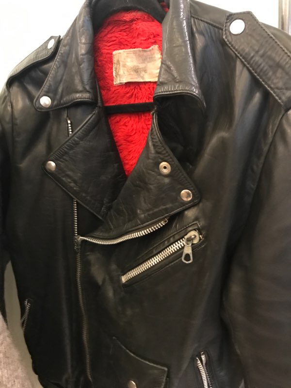 vintage fleece lined biker