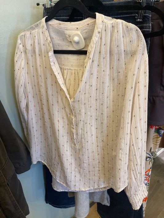 T-Hvít og gyllt blússa