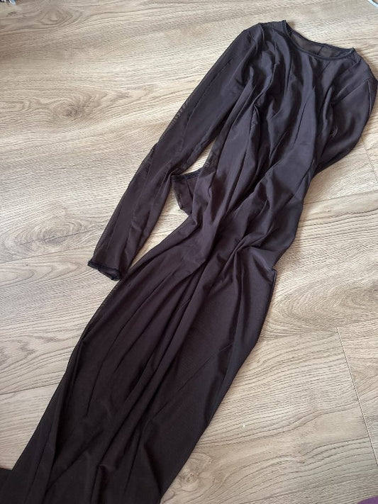 Brúnn maxi mesh kjóll