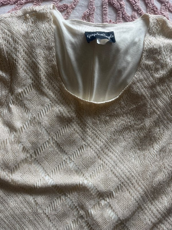 Vtg hekl kjóll kremaður