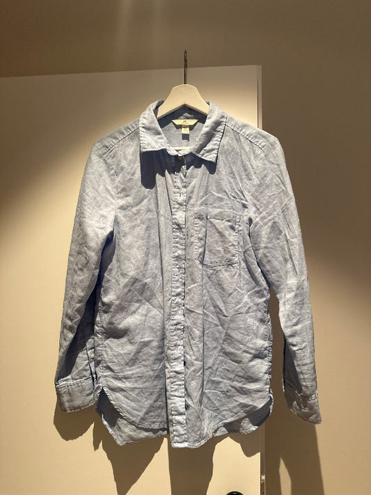 H&m- ljósblá langerma hörskyrta